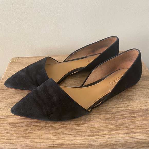 J Crew Black Suede Pointed Toe Flats